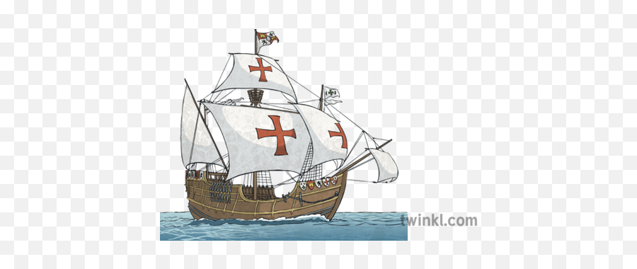 Santa Maria No Background Illustration - Twinkl Caravels With Transparent Background Png,Santa Transparent Background