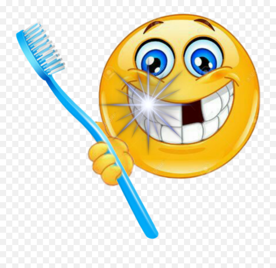 Emoticon Emoji Toothbrush Smile Sticker - Toothbrush Emoji Png,Toothbrush Transparent Background
