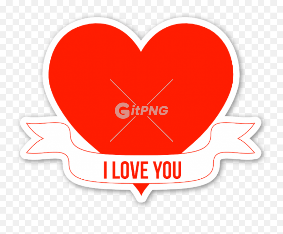 I Love You Heart Banner - Love Text Sticker Png,I Love You Png