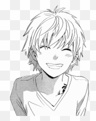 Anime Boy Smiling Drawing - Face png