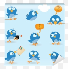 Wall Mural Vector Funny Blue Birds Icon Set - Pixersus Dot Png,Funny Icon Pictures