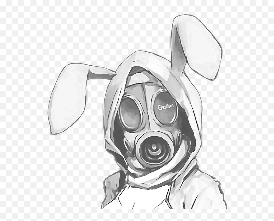 Gasmask Bunny Girl Ryeowook69 - Sticker By Cass Cool Gas Mask Drawing Png,Gas Mask Transparent Background