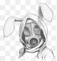 Gasmask Bunny Girl Ryeowook69 - Sticker By Cass Cool Gas Mask Drawing Png,Gas Mask Transparent Background