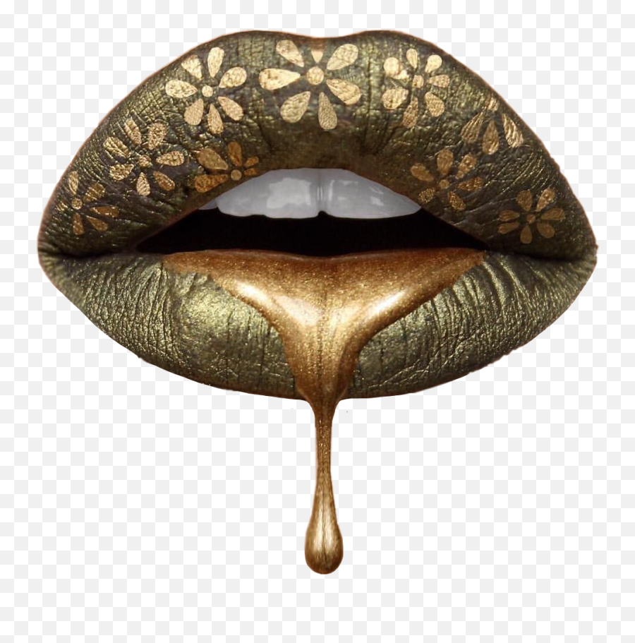 Gold Drip Png - Gold Lips Drip,Gold Lips Png