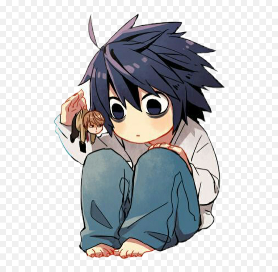 L Kira Light Deathnote Anime Misterio Kawaii Chibi Japa - L Death Note Sticker Png,L Logo Death Note