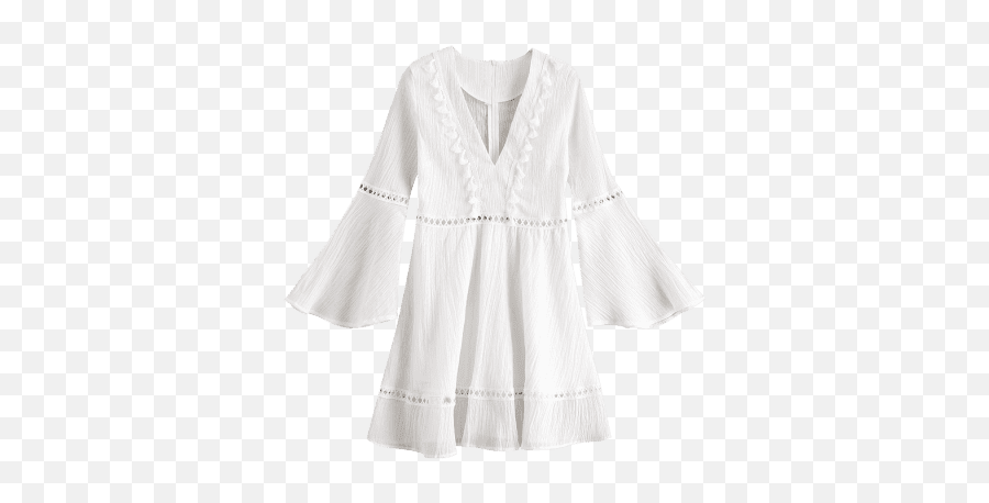 Hollow Out Flare Sleeve Plunging Dress White - Zafulcom Pattern Png,White Flare Png
