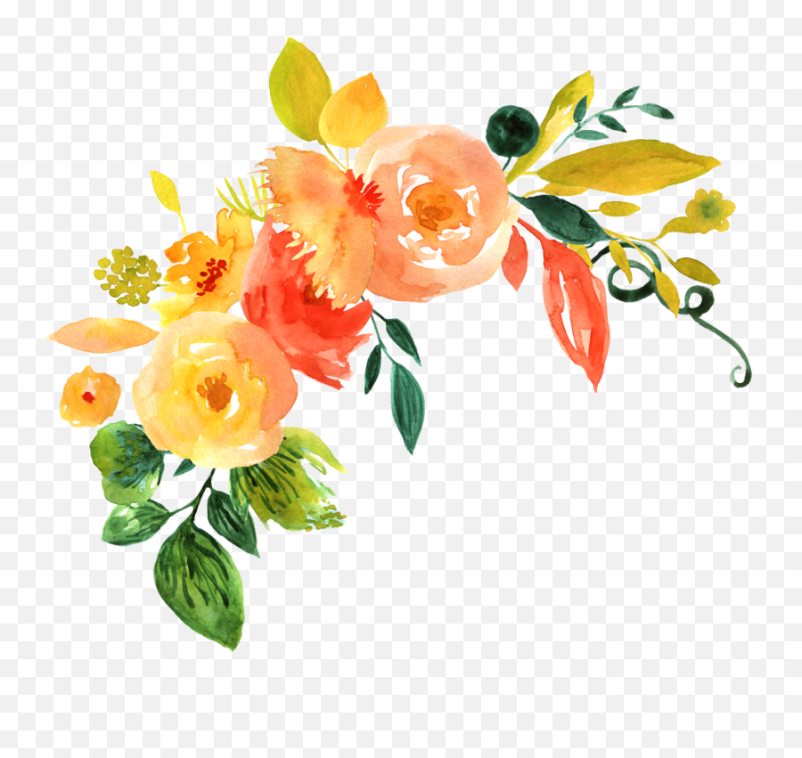 Watercolor Flowers Png File Download - Orange Watercolor Flowers Png,Png File Download