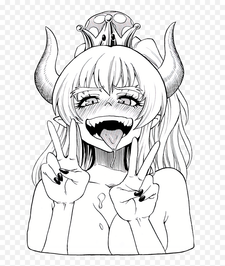 Pin - Bowsette Drawing Png,Ahegao Face Transparent Background