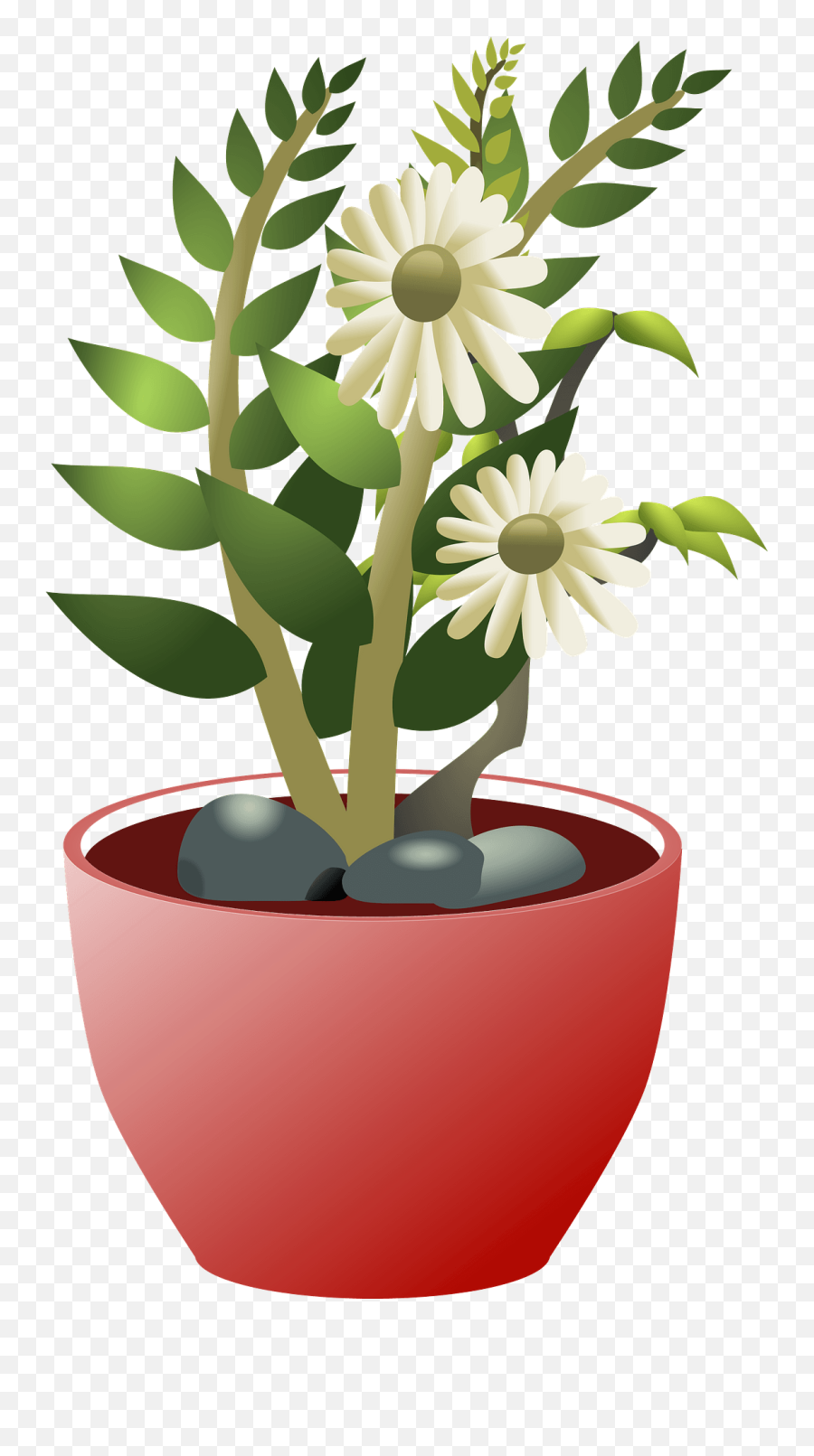White Flowers In A Brown Pot Clipart Free Download - Clip Art Png,White Flowers Transparent