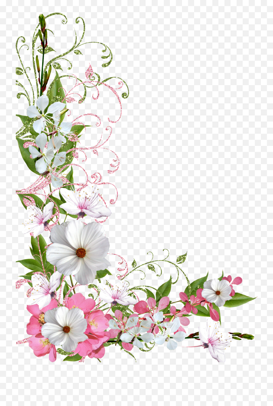 Download Hd Flower Border Clipart Frame Pink And - Transparent Spring Flower Borders Png,Flowers Border Png