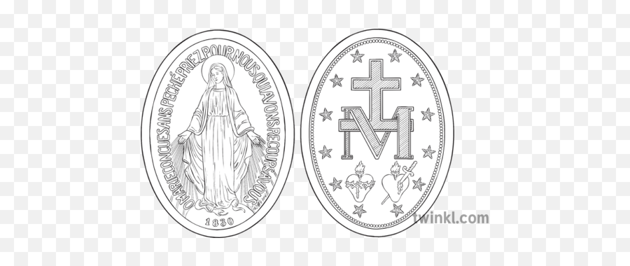Mary Catholicism Communion Confession - Miraculous Medal Drawing Png,Miraculous Logo
