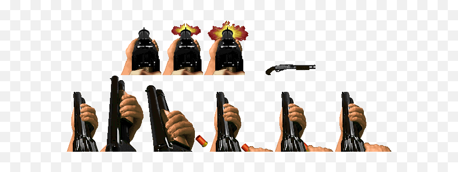 Doom Alpha Shotgun And Muzzle Flash - Doom Shotgun Sprite Sheet Png,Muzzle Flash Png