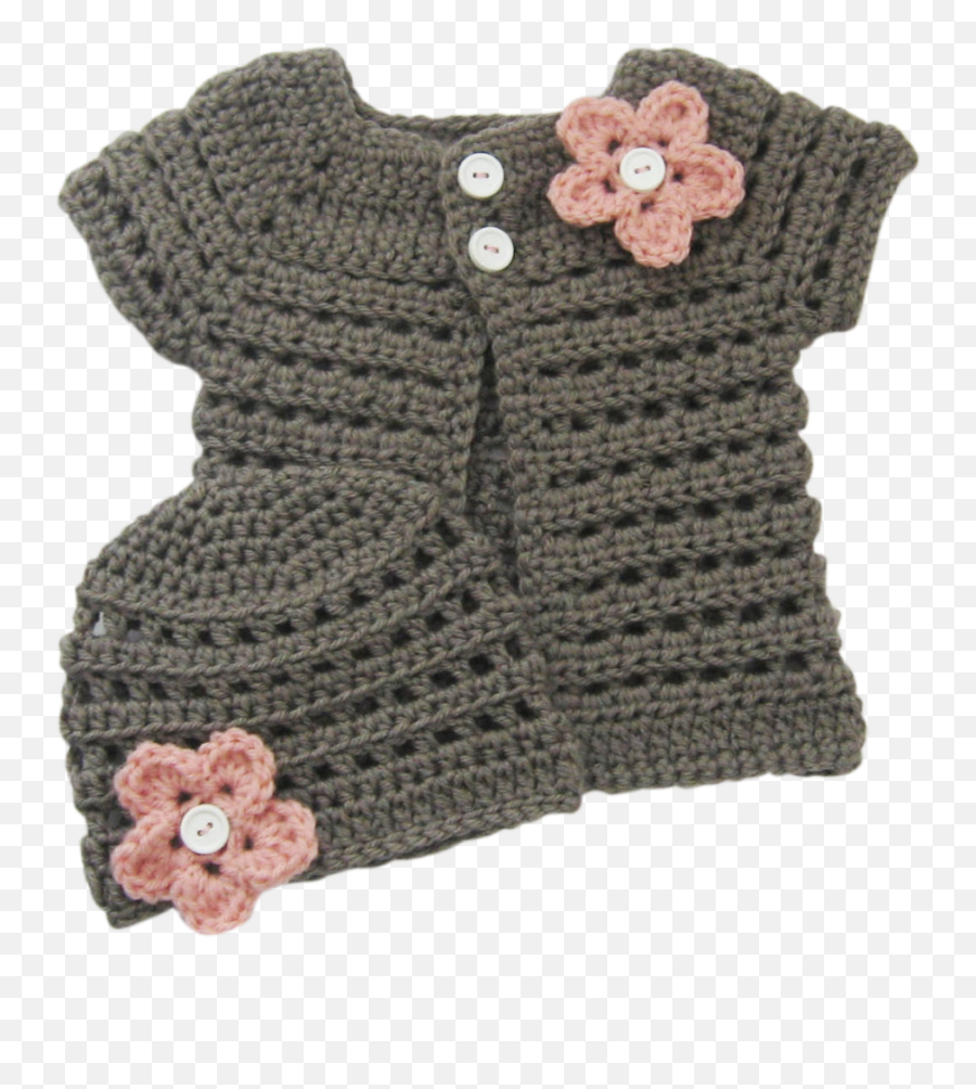 Flower Applique Crochet Baby Sweater - Crochet Png,Sweater Png