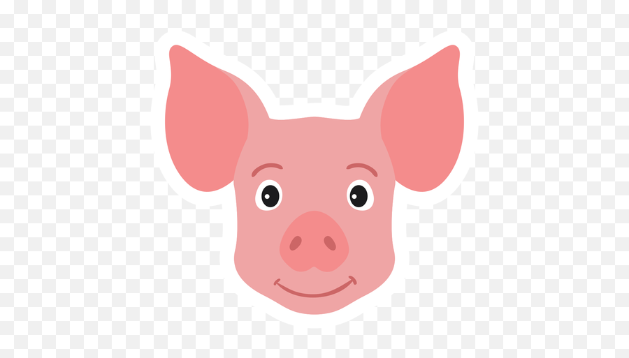 Pig Head Ear Snout Flat Sticker - Transparent Png U0026 Svg Cabeza De Cerdo Animado,Pig Transparent Background