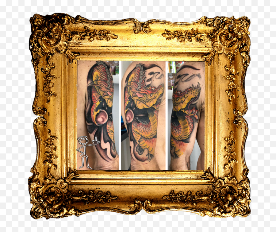 Colour Japanese Dragon Tattoo Png Image - Transparent Gold Frame,Japanese Tattoo Png