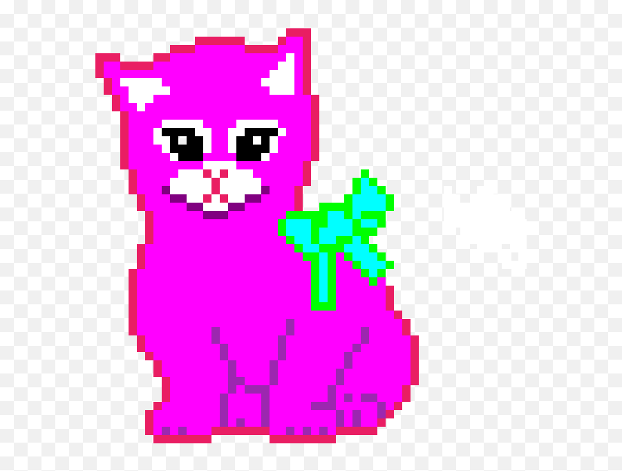 Pixilart - Pink Pixel Cat Art By Anonymous Soft Png,Transparent Pixel Cat