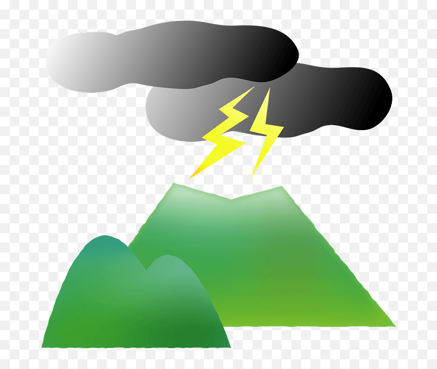 Lightning Is Above The Mountain Clipart - Mountain Png,Green Lightning Png