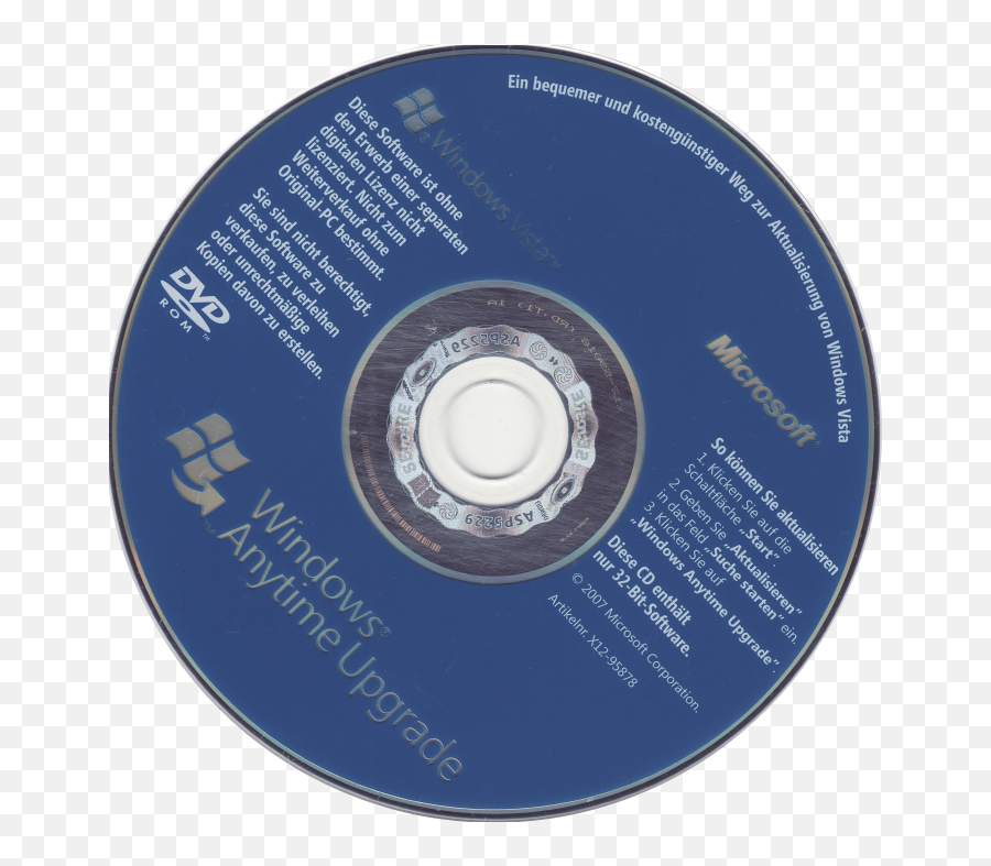 Windows Vista Anytime Upgrade 32bit - Pc Dvd Rom Png,Vista Jpeg Icon