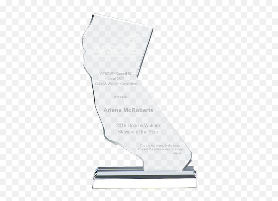 State Of California Acrylic Award Personalized Awards Paradise - Vertical Png,California Shape Icon
