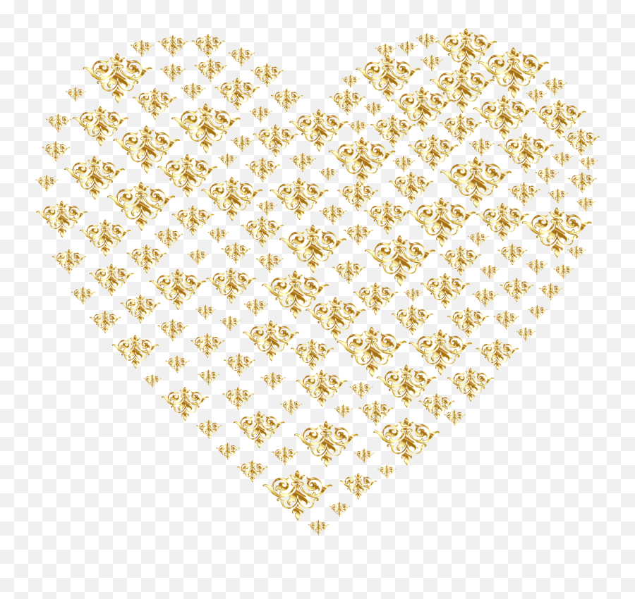 Gold Damask Heart No Background Png - Transparent Background Gold Heart,Gold Transparent Background