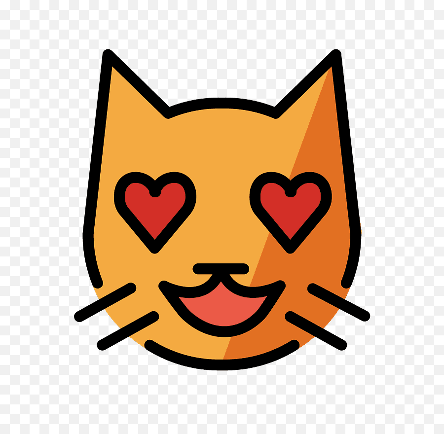 Smiling Cat Face With Heart - Shaped Eyes Emoji Meanings Smile Cat Vector Png,Heart With Eyes Logo
