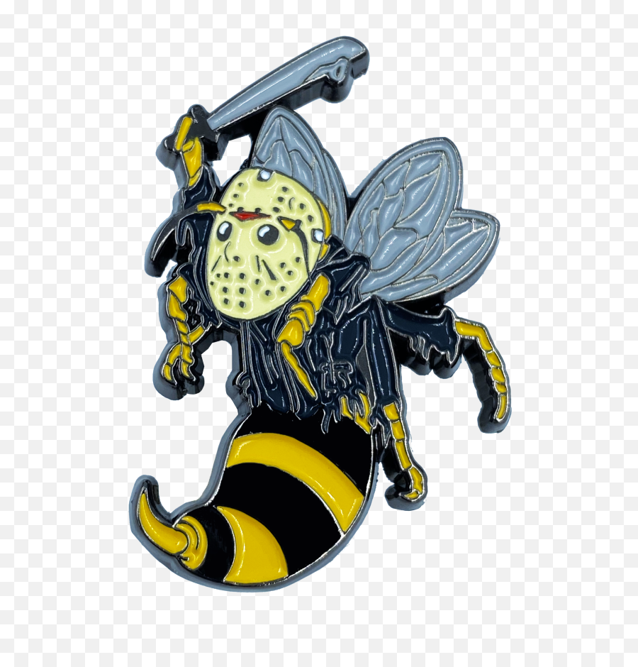 Cl4 - 16 Jason Voorhees Goalie Mask Friday The 13th Inspired Killer Wasp Murder Hornet Pin Honeybee Png,Jason Voorhees Mask Png