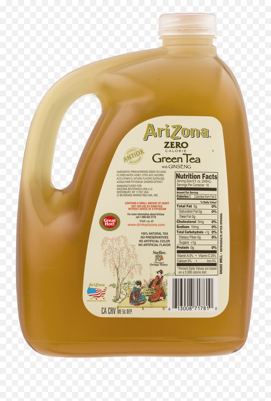 Arizona Zero Calorie Green Tea With - Arizona Diet Green Tea Nutrition Png,Arizona Iced Tea Png