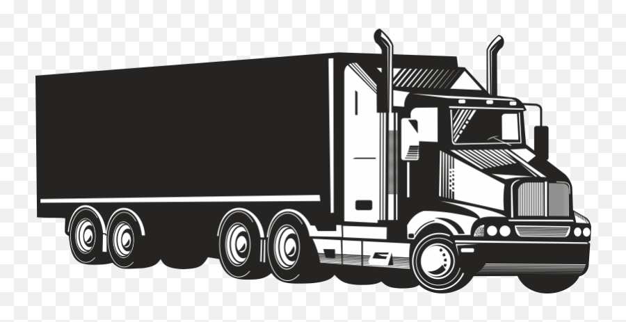 Semi - Container Truck Black And White Png,Semi Truck Png