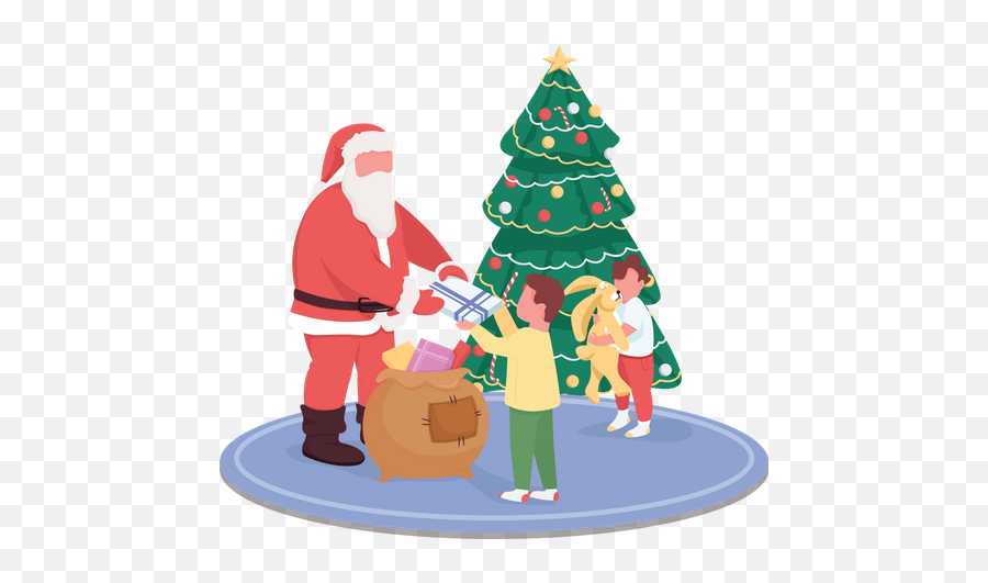 Best Premium Santa Claus Giving Children Presents - Christmas Santa Claus Giving Gifts To Children Png,Santa In Crown Icon Transparent