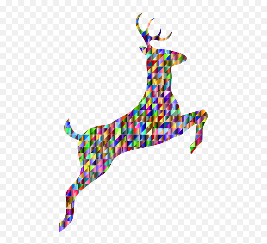 Low Poly Iridescent Leaping Deer Silhouette - Openclipart Png,Low Poly Icon