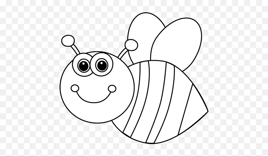 Download Hd Black And White Cute Cartoon Bee Clip Art - Cute Clip Art Png,Cartoon Bee Png