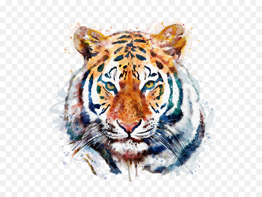 Tiger Face Png - Painting Tiger Watercolor,Tiger Face Png