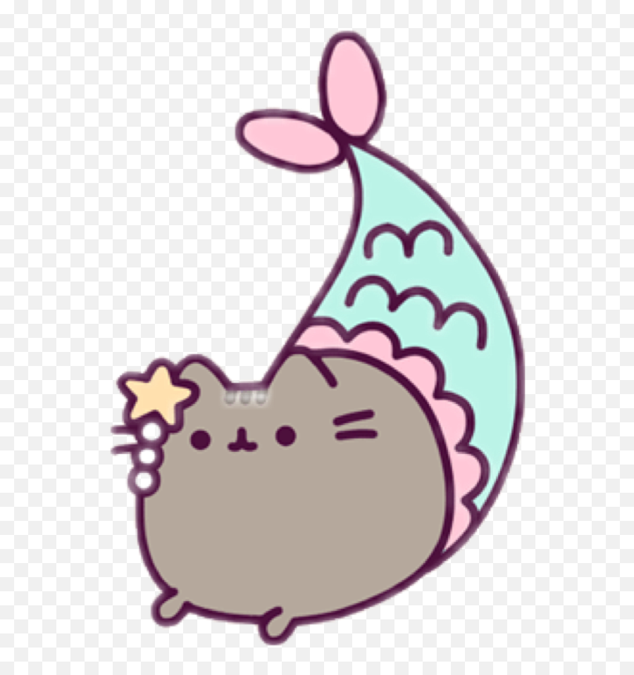 Pink Purple Pusheen Mermaid Cat - Pusheen The Cat Mermaid Png,Mermaid Transparent Background