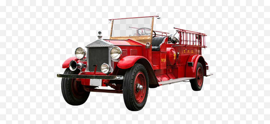 Download Hd Fire Engine Png - Vintage Old Fire Truck Clipart Vintage Fire Truck Png,Fire Truck Png