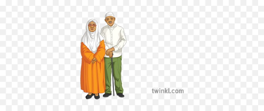 Grandparents Grandma Grandpa Muslim Senior Elderly Full - Muslim Grand Parents Png,Grandparents Png