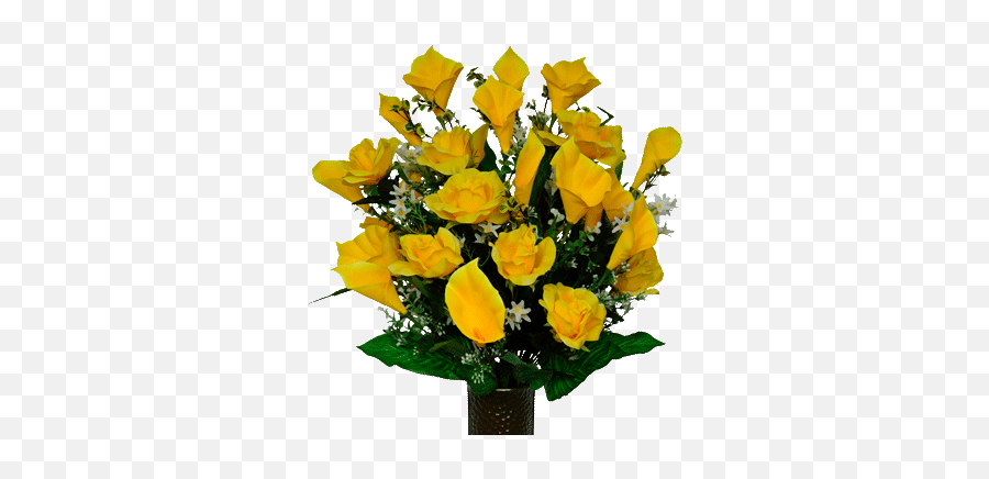 Yellow Rose And Calla Lily Mix - Vase Png,Calla Lily Png