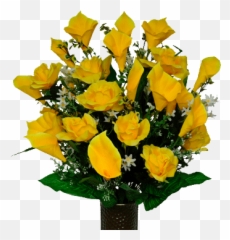 Yellow Rose And Calla Lily Mix - Vase Png,Calla Lily Png