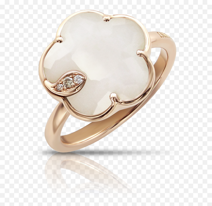 Petit Joli Ring In 18k Gold White Agate U0026 Diamonds - Pasquale Bruni Ring Bon Ton Png,Van Cleef Icon Rings