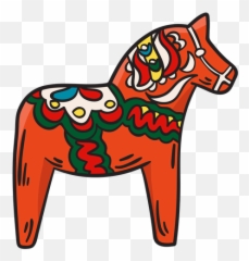 Dala Horse Traditional Statue Illustration - Transparent Png Cartoon,Cartoon Horse Png