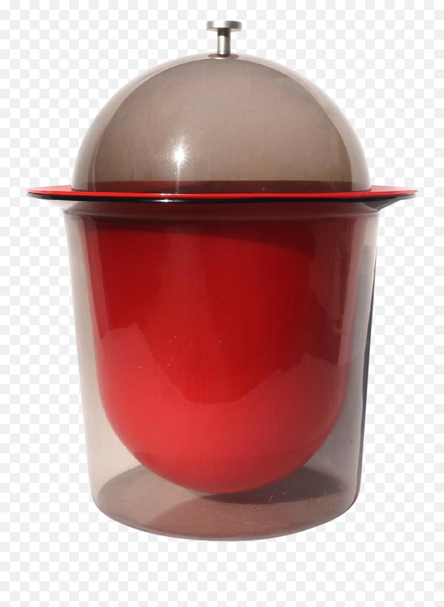 1960s Red U0026 Smoked Acrylic Ice Bucket - Lid Png,Get Smoked Hat Png
