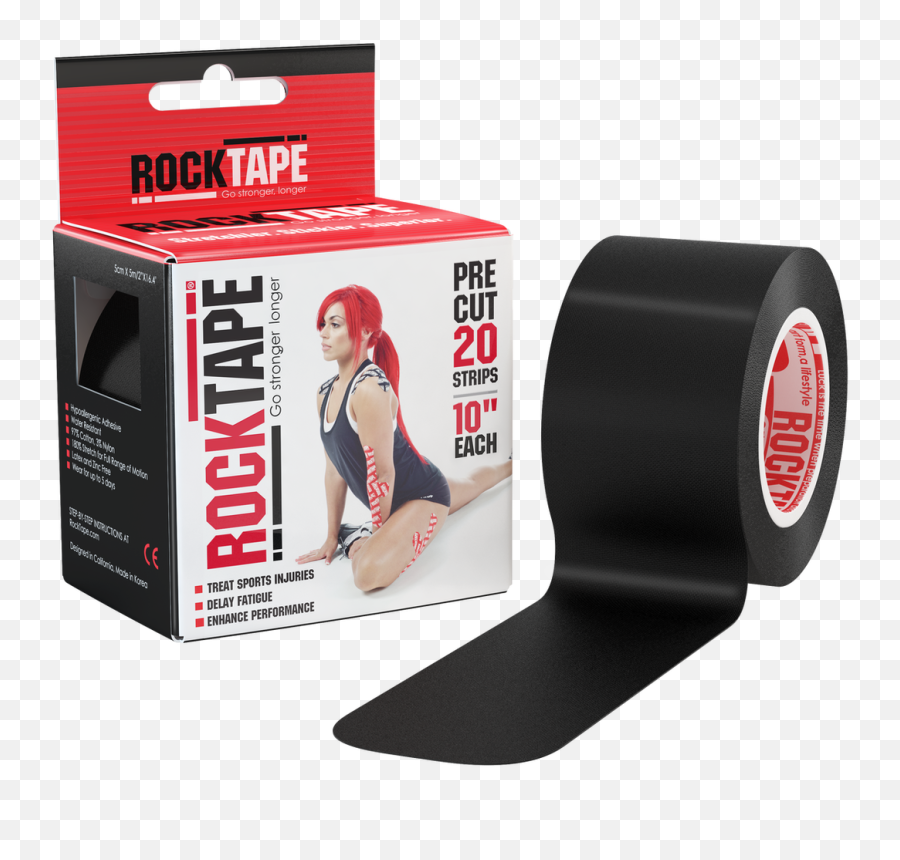 2 Black Rocktape Pre - Cut Rock Tape Pre Cut Png,Black Tape Png