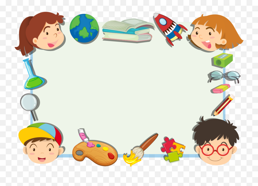 Download Hd Child Cartoon Clip Art - Cute Cartoon Clip Art Marcos De Niños Animados Png,Cartoon Kids Png