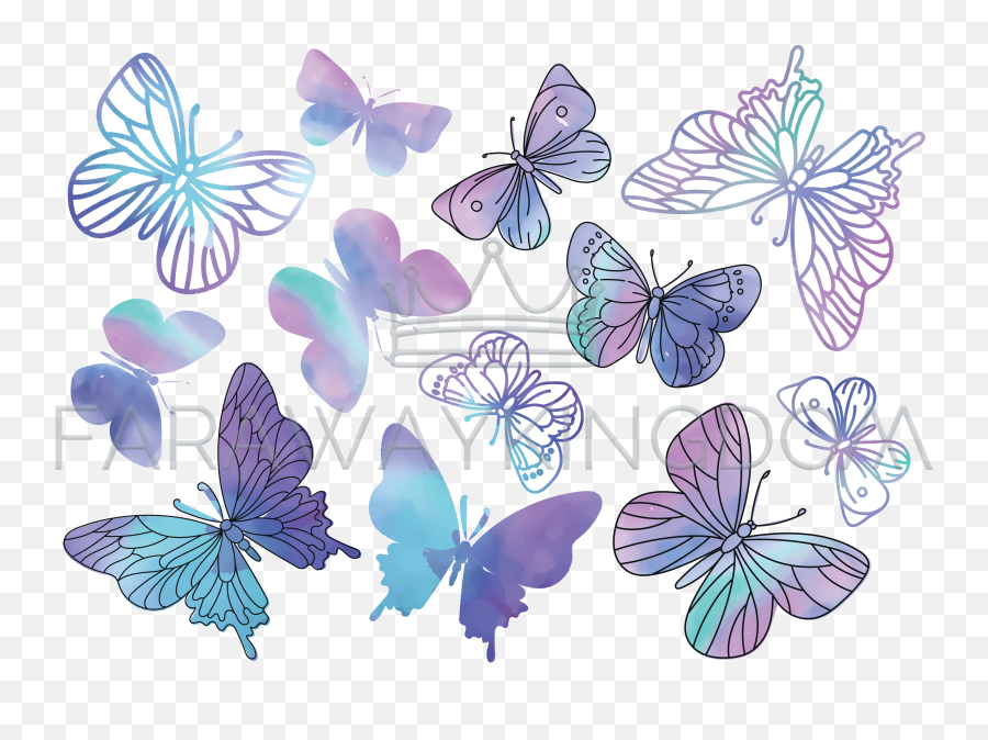 Purple Butterflies Watercolor Summer - Transparent Background Butterfly  Clipart Color Png,Watercolor Butterfly Png - free transparent png images -  