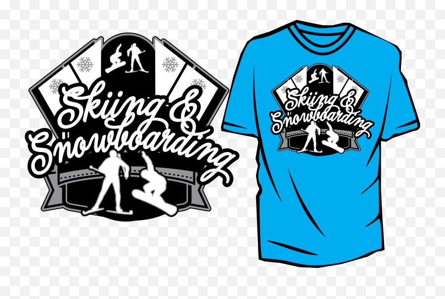 Download Hd Skiing And Snowboarding Free Vector Design For - Design For Tshirt Print Png,Black Tshirt Png