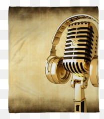 Microphone With Headphones Old Background Plush Blanket U2022 Pixers - We live to change Headphone And Gold png