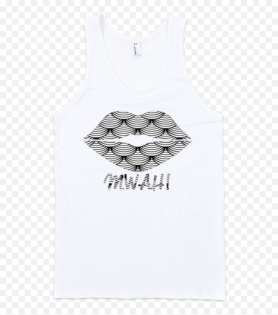 Lip Print Black And White Scales - White Art Monkie Active Tank Png,Lip Print Png