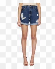 Tyra Distressed Denim Short In Vintage Png
