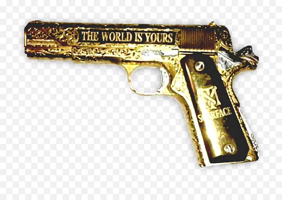 Scarface Png - Gold Gun Scarface Freetoedit 38 Super Gold Transparent Guns,Draco Gun Png
