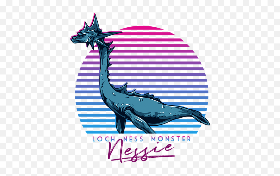 Vintage Retro Neon 80s Loch Ness Monster Nessie Gift Greeting Card - Loch Ness Monster Designs Png,Loch Ness Monster Png