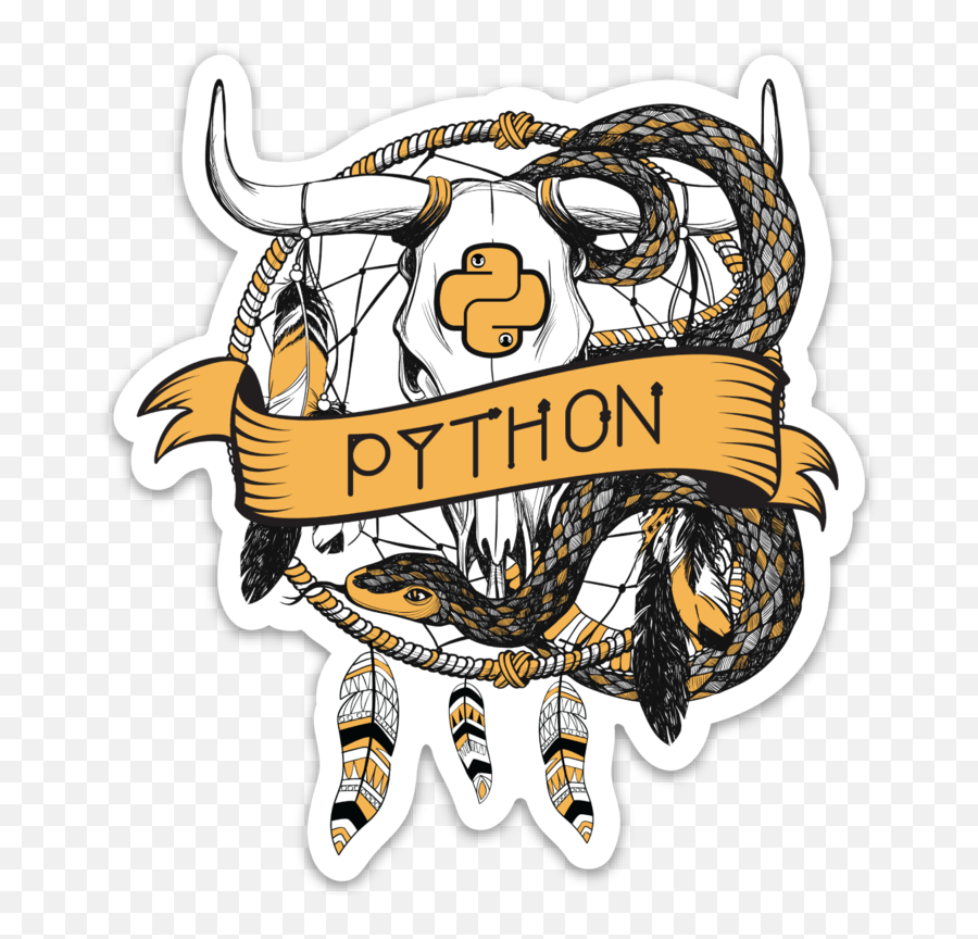 Python Illustration By Udenholmsdead In Sticker Form - Snake And Bull Skull Tattoo Png,Snake Tattoo Transparent